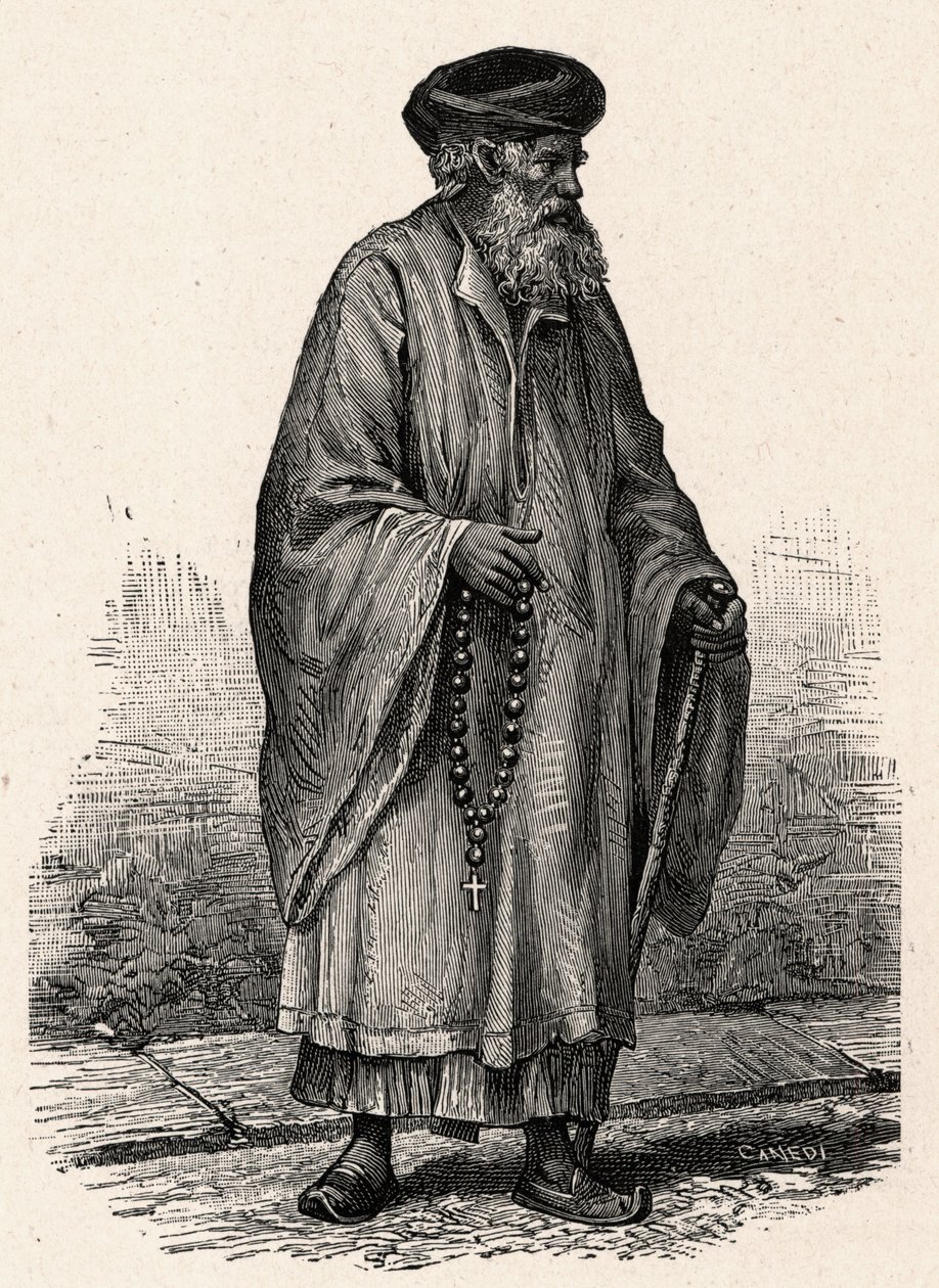 صورة لقبطي كاثوليكي من زفتى في مصر. نقش في "Les Missions Catholiques au XIXeme Siecle" للويس-يوجين (لويس يوجين) لوفيت. مجموعة خاصة. بواسطة مجهول مجهول