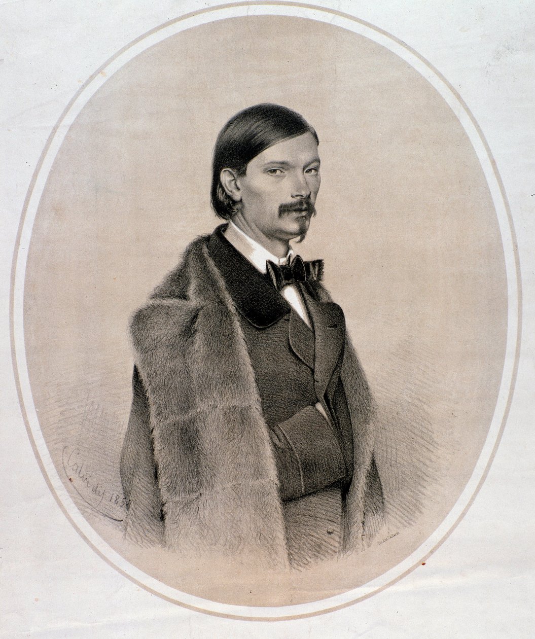 Portrait of italian conductor, double bass musician and composer Giovanni Bottesini (Drawing. 1858) بواسطة مجهول مجهول
