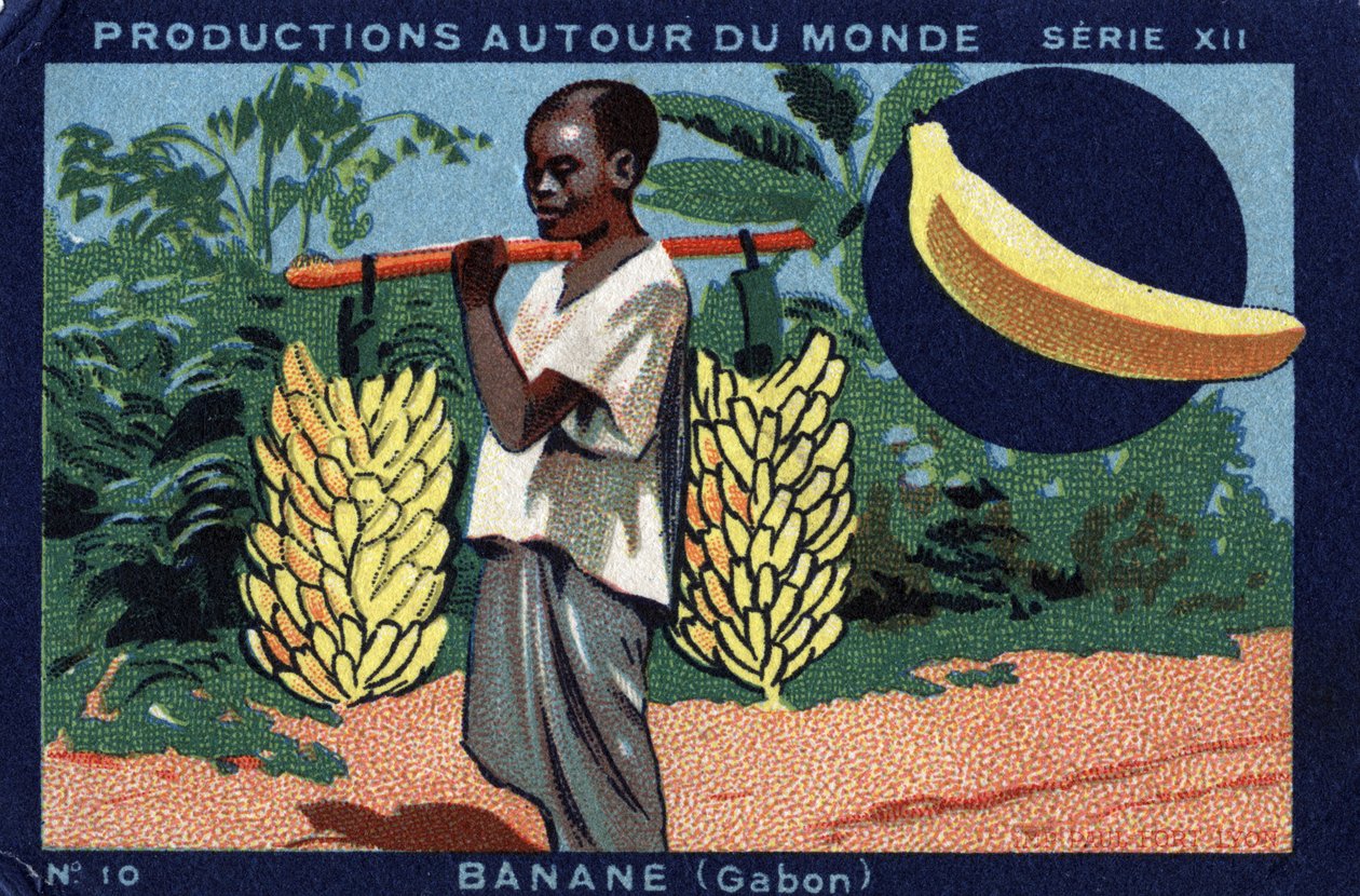 إنتاجات حول العالم: موز في الجابون. الطباعة الحجرية الملونة لعام 1933 في "" ألبوم جوزيف ميليات " بواسطة مجهول مجهول