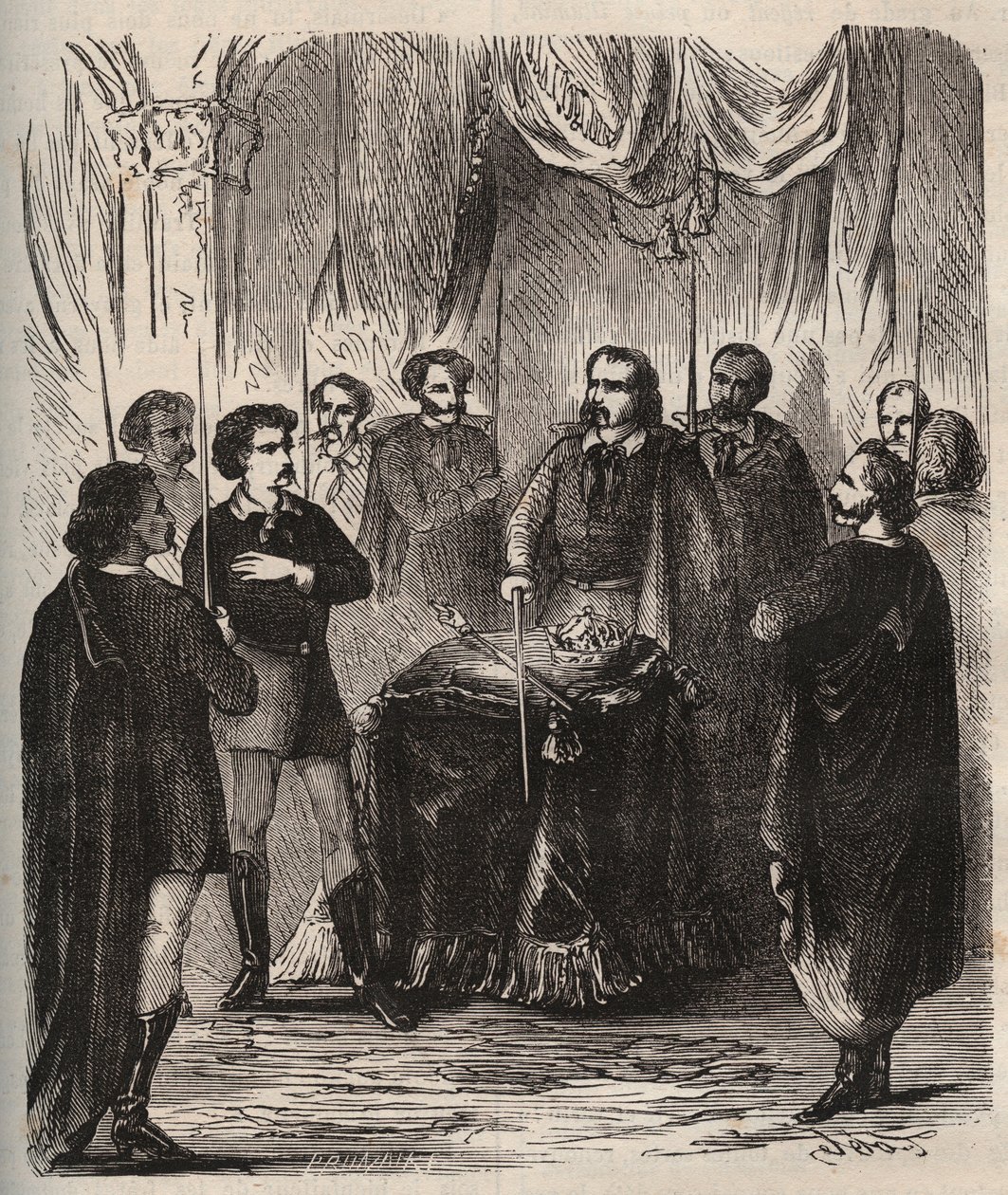 استقبال أحد المتنورين (جمعية سرية) - Reception d'un Illuminmine (Illuminati) - Illuminines de Baviere (der Illuminatenorden) - نقش من عام 1879 في "تاريخ المجتمعات السرية والسياسية والدينية" بقلم بيير زكون (1817-1895) بواسطة مجهول مجهول