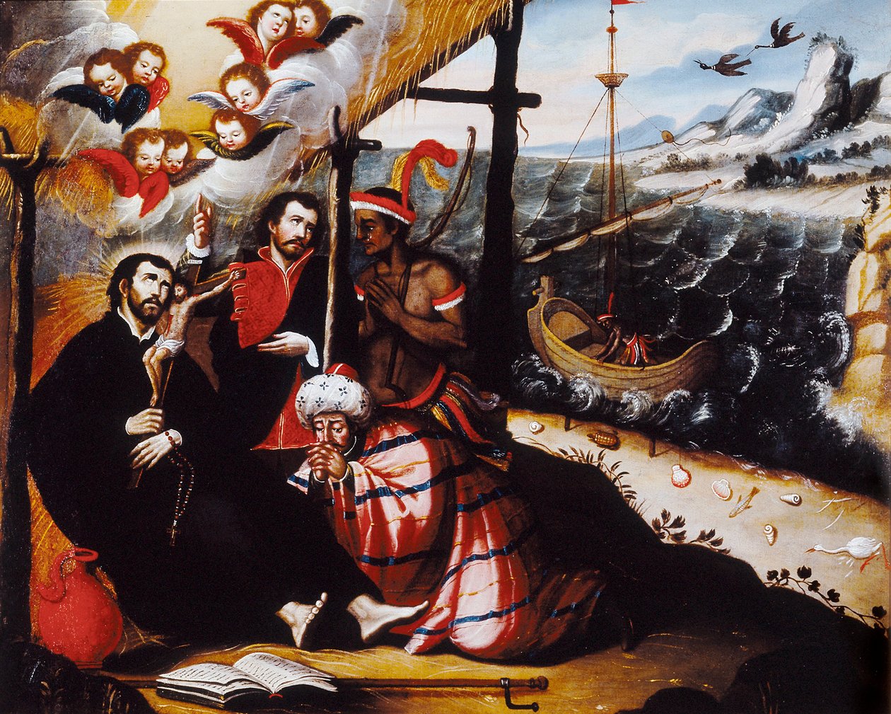 "" تمثيل القديس فرانسوا كزافييه (1506-1552) ، اليسوعي الإرسالي المؤسس المشارك لشركة يسوع وراعي الإرساليات "" لوحة مجهولة المصدر. بواسطة مجهول مجهول