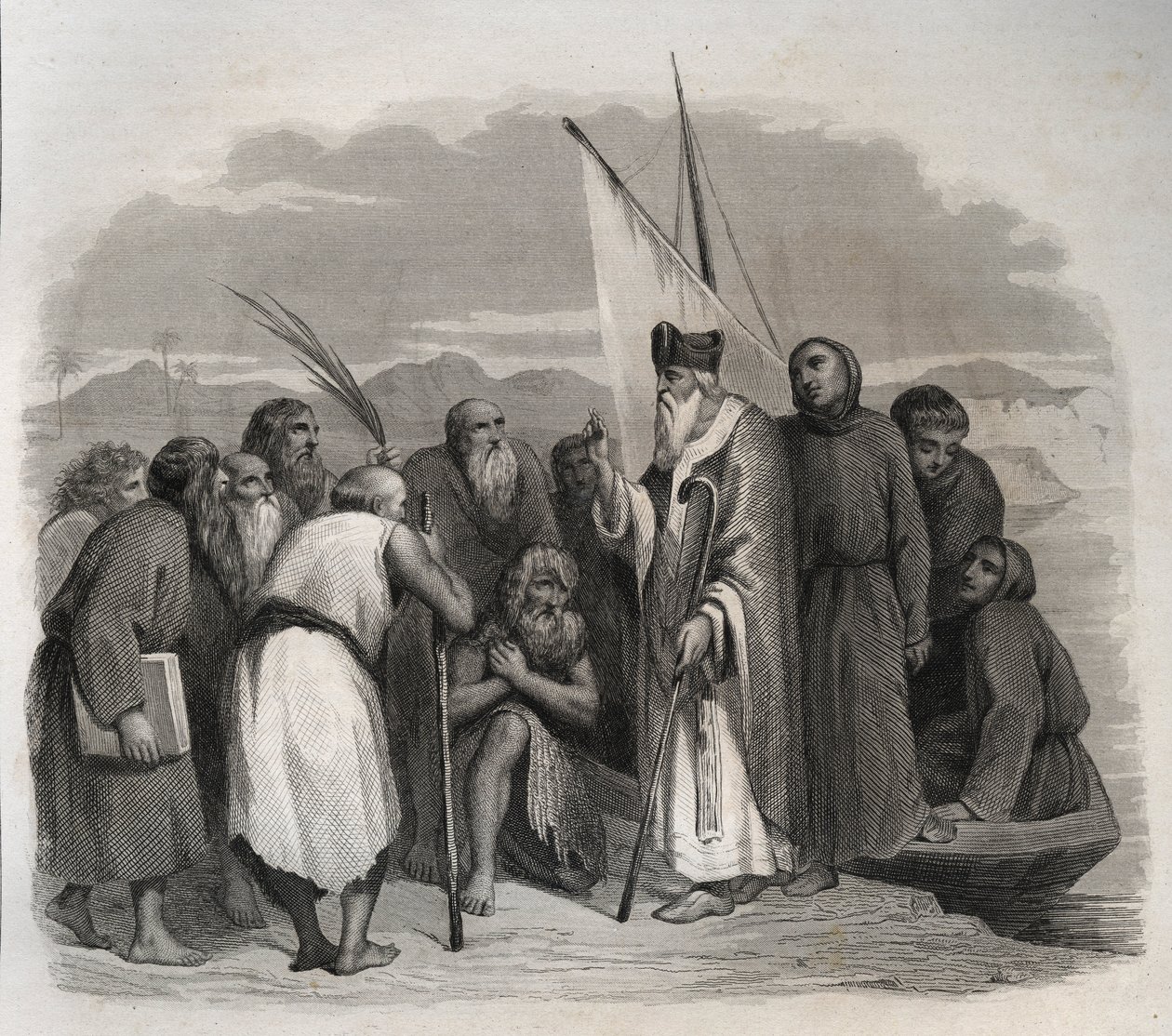 القديس أثناسيوس الإسكندري (أثناسيوس الكبير) (295-373) يزور المنفردات في مصر. نقش من عام 1846 في "" حياة القديسين ". مجموعة خاصة. بواسطة مجهول مجهول