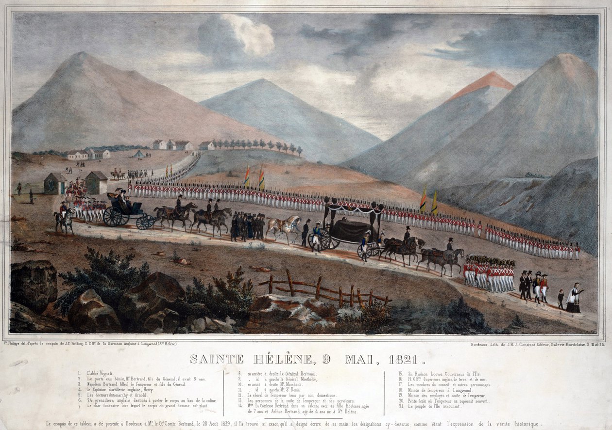 سانت هيلينا ، 9 مايو 1821 - مجهول - 1839 - طباعة حجرية ملونة - 59.9x84 - مجموعة خاصة بواسطة مجهول مجهول