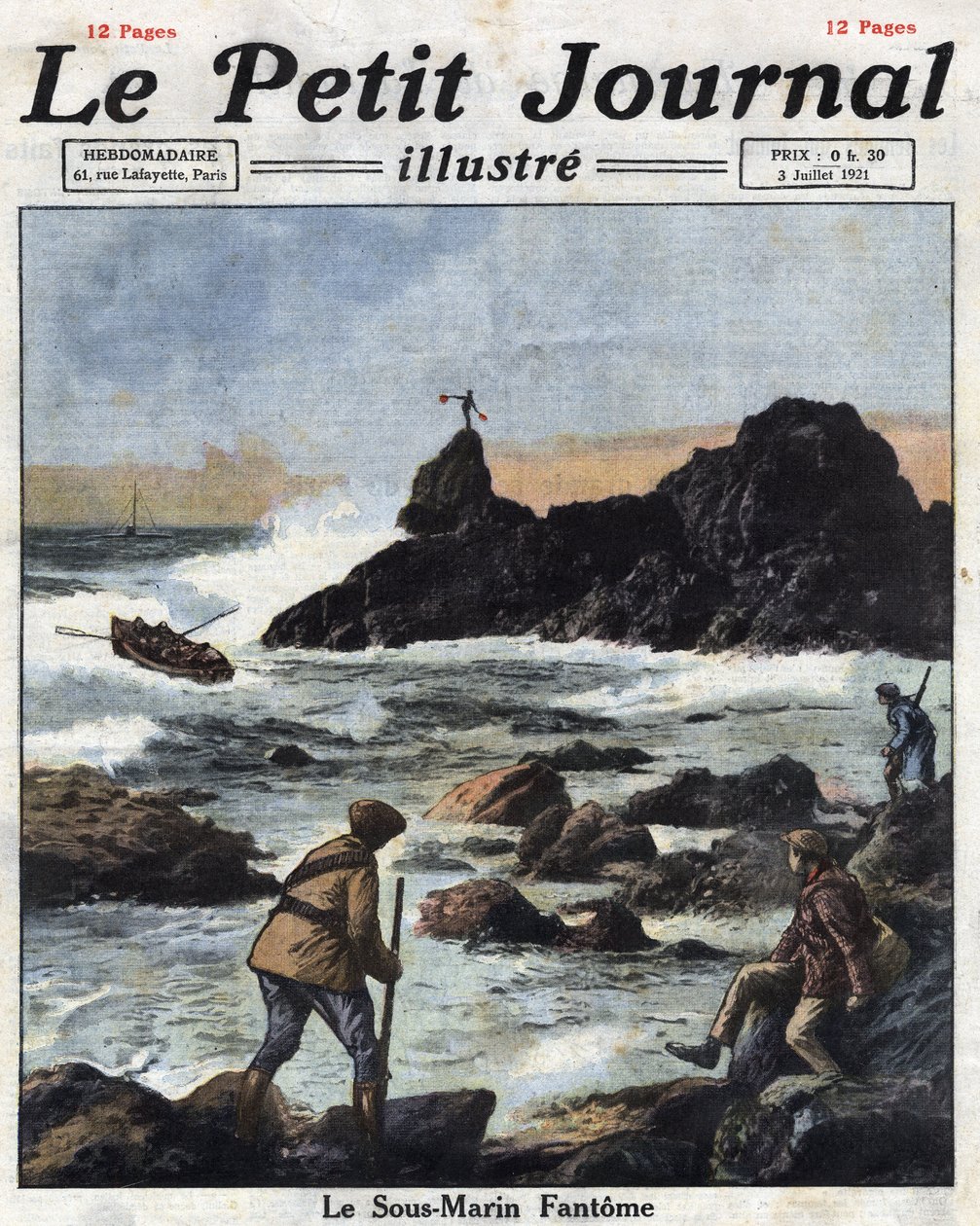 Sinn feiners (sinn-feiners) ، أعضاء من الجيش الجمهوري الأيرلندي (IRA) الفرع السياسي في أيرلندا ، يشرعون في قوارب للاقتراب من الغواصات من الولايات المتحدة ، وتزويد أيرلندا سراً بالأسلحة والذخيرة. رسم إيضاحي مأخوذ من "" Le petit بواسطة مجهول مجهول