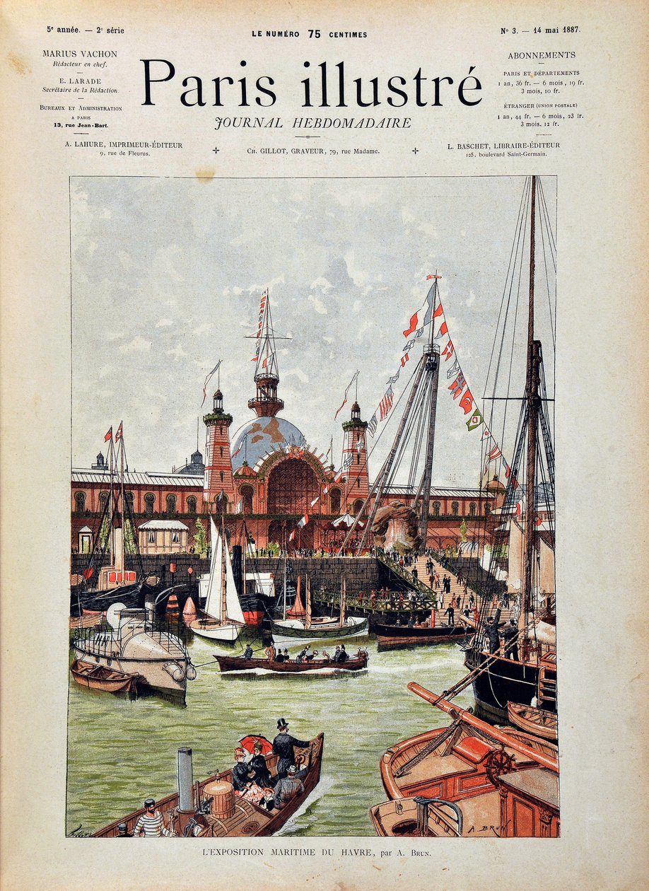 المعرض البحري الدولي للحفر في عام 1887. نقش من عام 1887 في "مجلة أسبوعية Paris-Illustrious". بواسطة مجهول مجهول