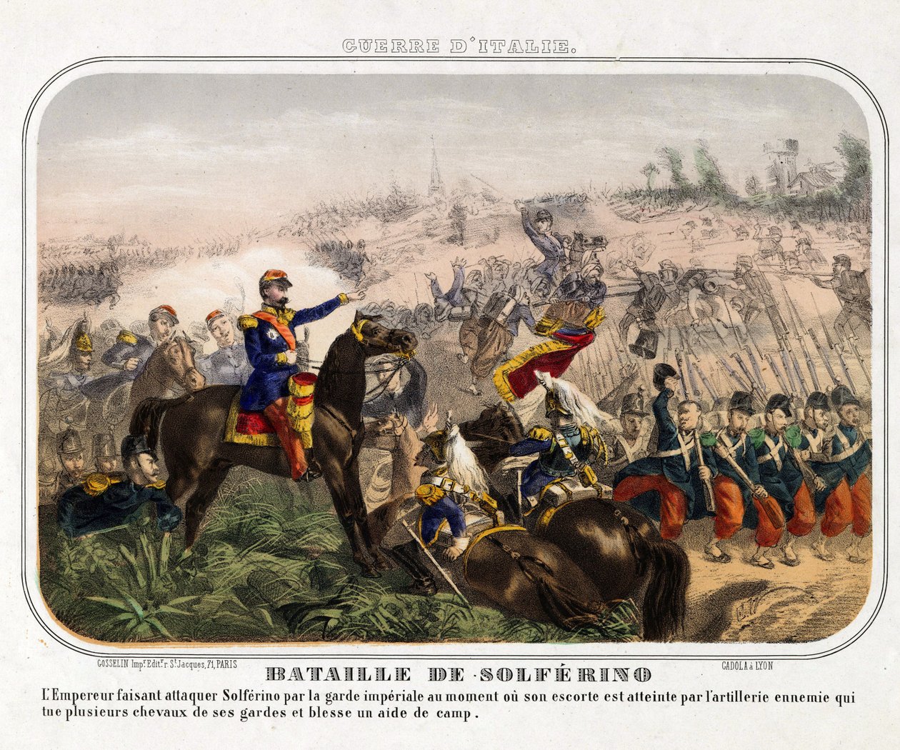 معركة سولفرينو (24 juin 1859) - مجهول - 1859 - طباعة حجرية ملونة - 40،1x28،1 - مجموعة خاصة بواسطة مجهول مجهول