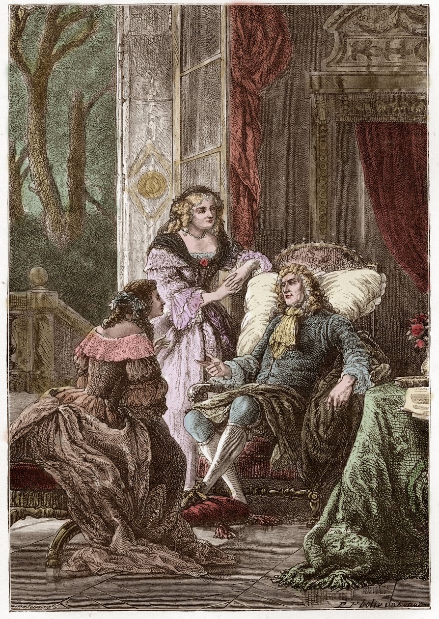 الدوق فرانسوا دي لا روشفوكولد (1613-1680) ، وماركيز مدام دي سيفيني (1626-1696) والكونتيسة دي لا فاييت (1634-1693) ، الكتاب الفرنسيون - نقش هيلدبراند بعد بي فيليبوتو - (دوق فرانسوا دي لا Rochefoucauld (1613-1680) ، مارك بواسطة مجهول مجهول