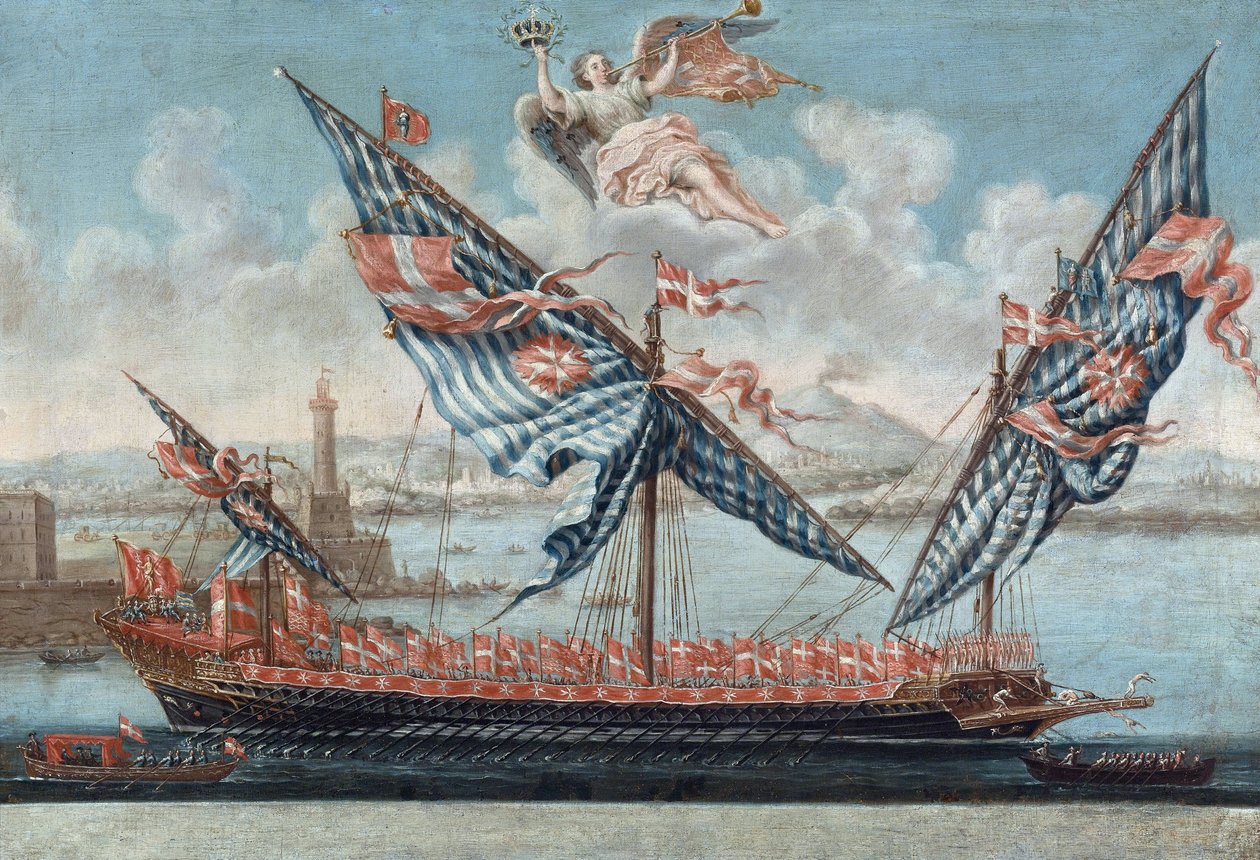 سفينة القيادة في Galley لـ Fra 'Emmanuel de Rohan Polduc (Pouldu) (1725-1797) ، السيد الكبير في منظمة فرسان مالطا العسكرية المستقلة ، مجهول. زيت على قماش ، مقاس 55.5 × 80 بواسطة مجهول مجهول