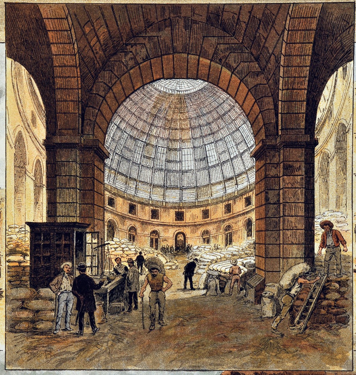 بورصة باريس من تأليف ديروي ، نقش عام 1887 في "" صحيفة أسبوعية Paris-Illustrous "". بواسطة مجهول مجهول