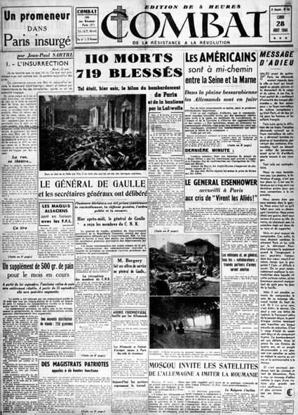 التمرد الباريسي لتحرير العاصمة - عنوان "القتال" بتاريخ 28/8/1944 ، مجموعة. MDJ برنارد. بواسطة مجهول مجهول