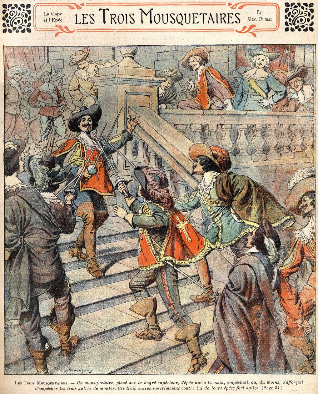 الفرسان الثلاثة - D'Artagnan بواسطة Alexandre Dumas ، رسم توضيحي لبداية القرن العشرين - في "Journal des Novels Illustrés" بواسطة مجهول مجهول