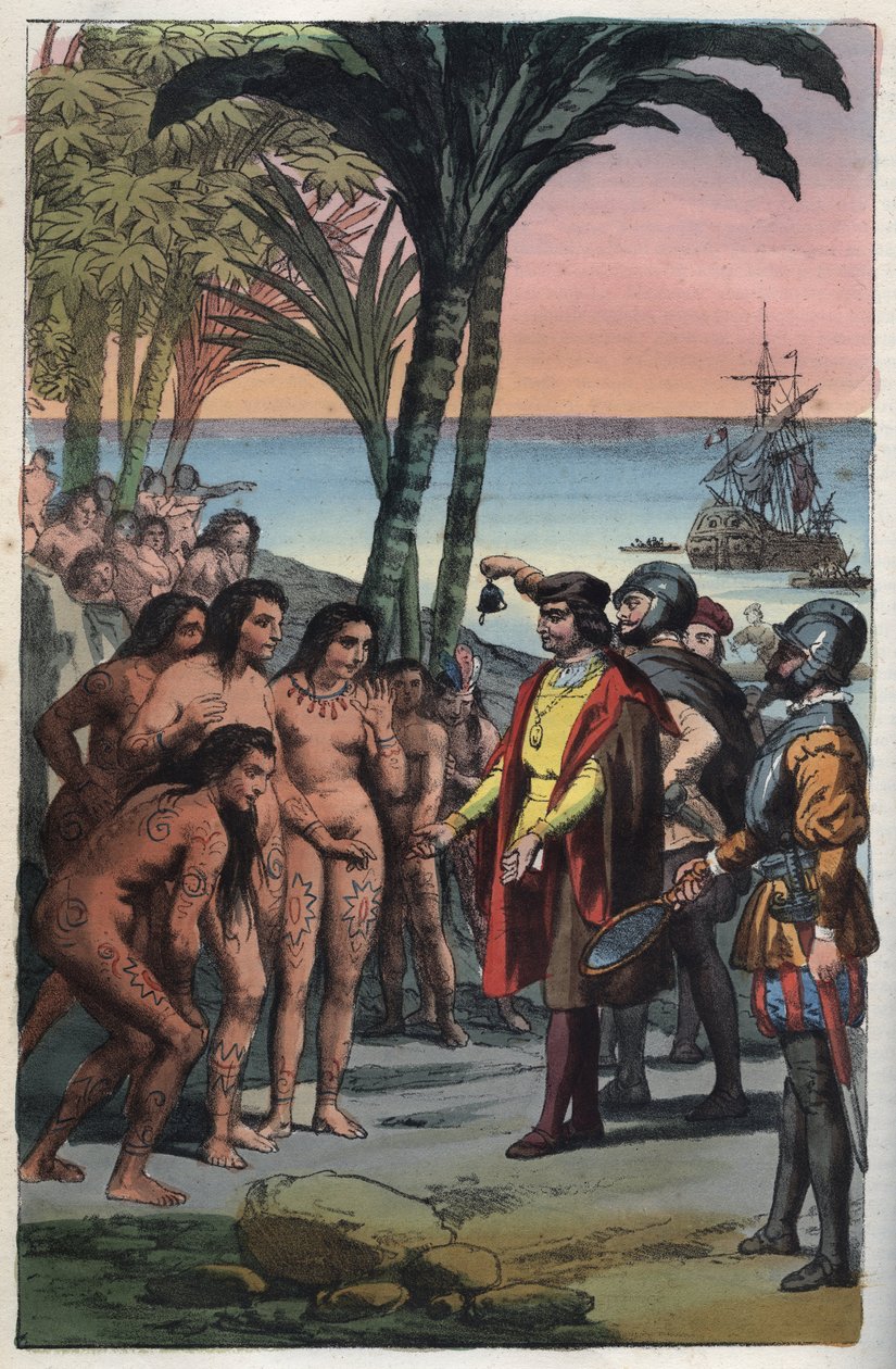 وصول المستكشف كريستوفر كولومبوس (1451-1506) إلى أمريكا بواسطة مجهول مجهول