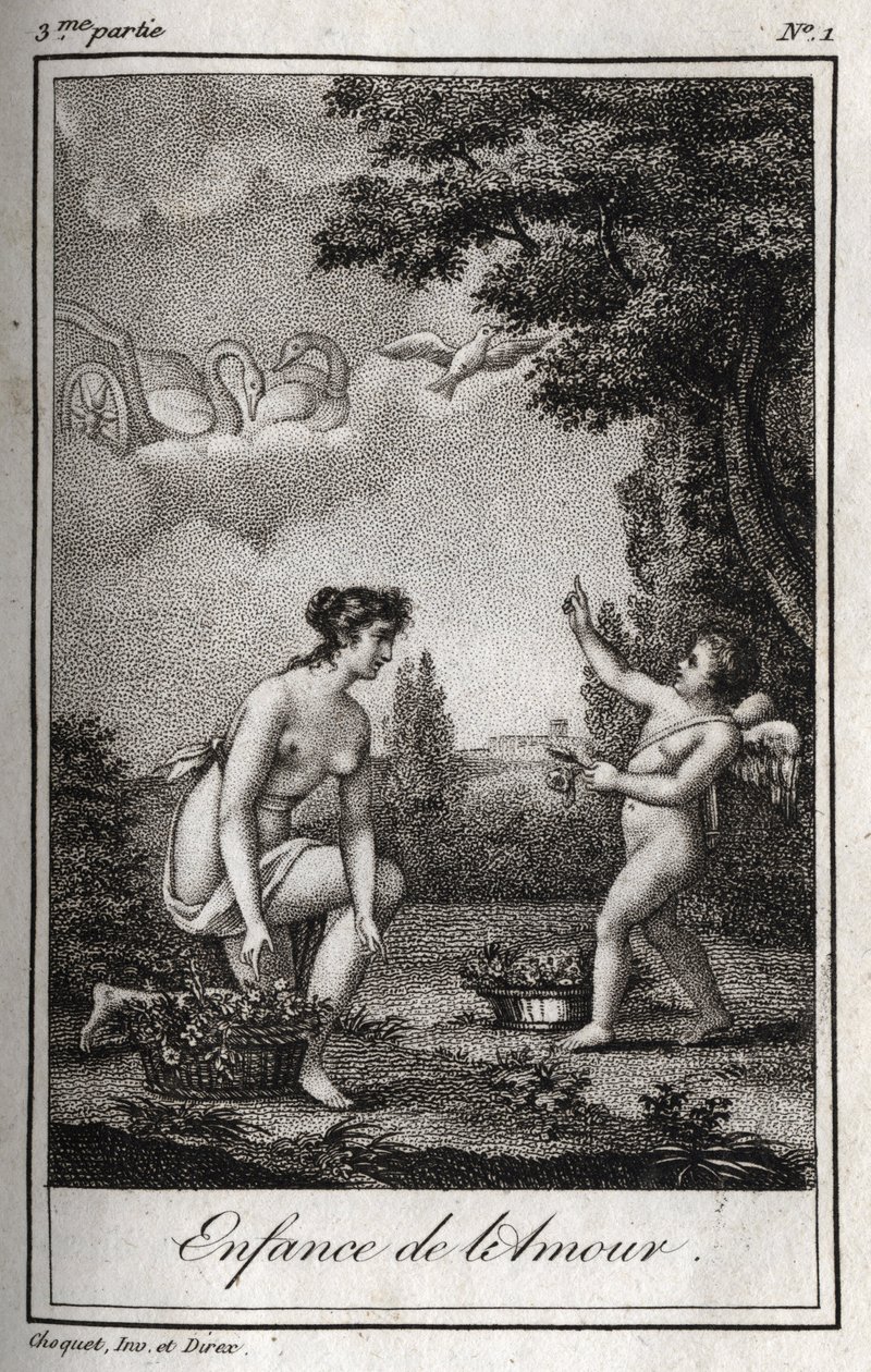 طفولة الحب. نقش من عام 1819 في "Lettres a Emilie sur la mythologie" لتشارلز ألبرت ديموستييه (1760-1801). مجموعة خاصة. بواسطة مجهول مجهول