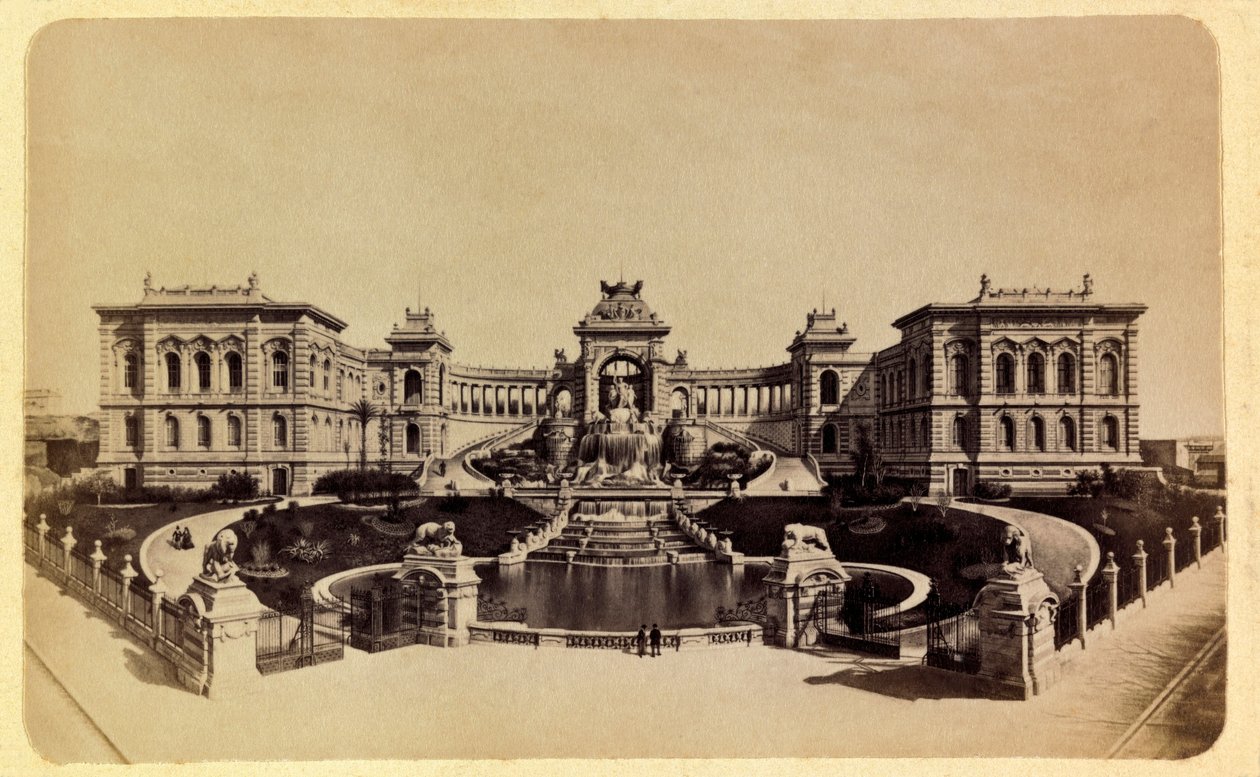 مدينة مرسيليا ومحيطها حوالي 1885-1890: قصر لونشامب (متحف الفنون الجميلة) ، مجموعة خاصة بواسطة مجهول مجهول