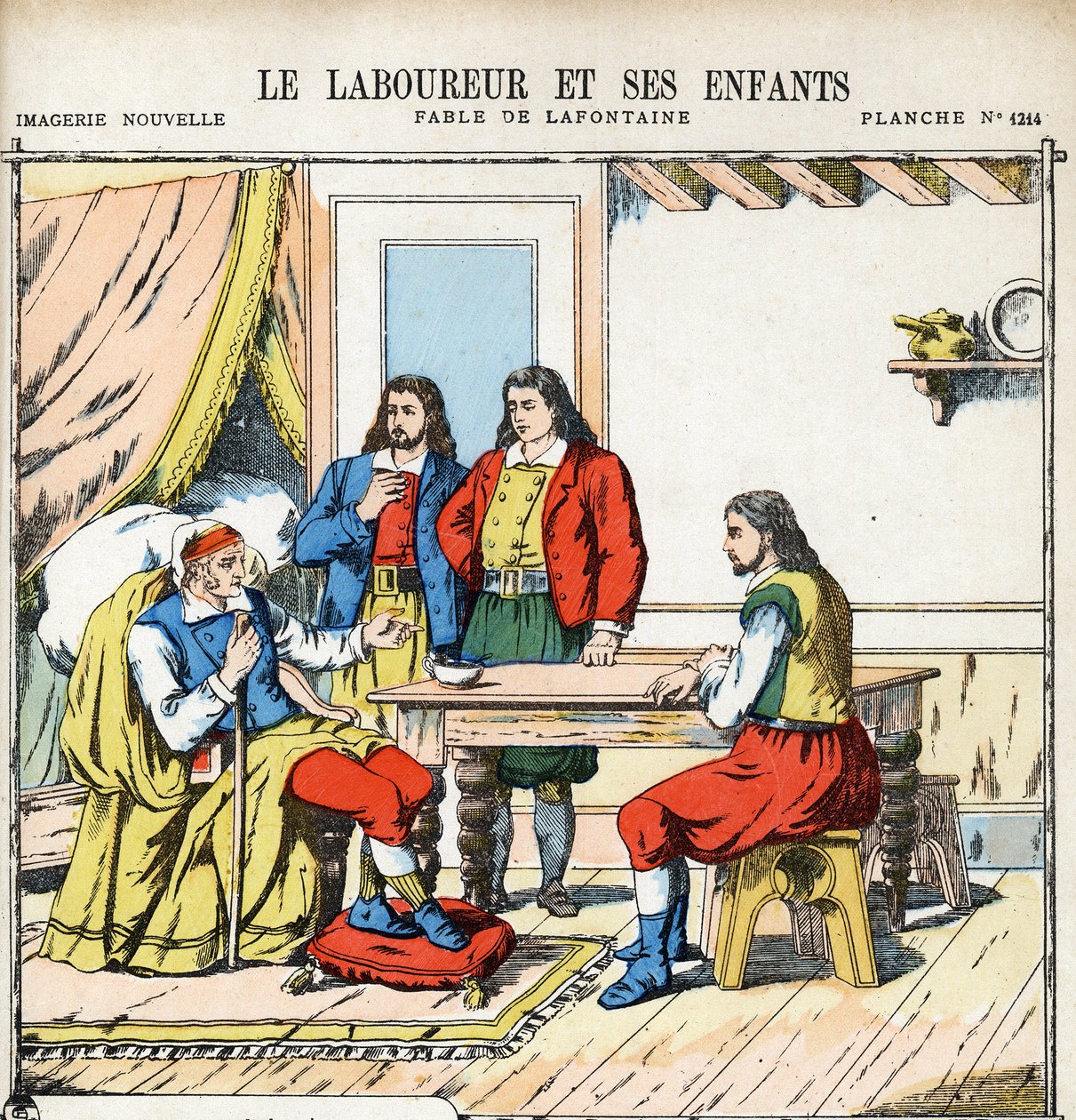 الحرث وأولاده. رسم توضيحي مجهول لـ Les Fables بواسطة Jean de LA FONTAINE (لافونتين) (1621-1695). تصوير بونت آ موسون ، حوالي عام 1880. مجموعة خاصة. بواسطة مجهول مجهول