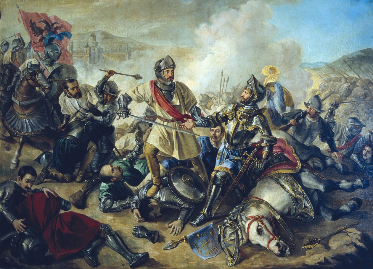 الجندي خوان دي أوربيتا (المتوفى 1553) أسر الملك فرانسيس الأول ملك فرنسا في معركة بافيا من 24 فبراير بواسطة مجهول مجهول