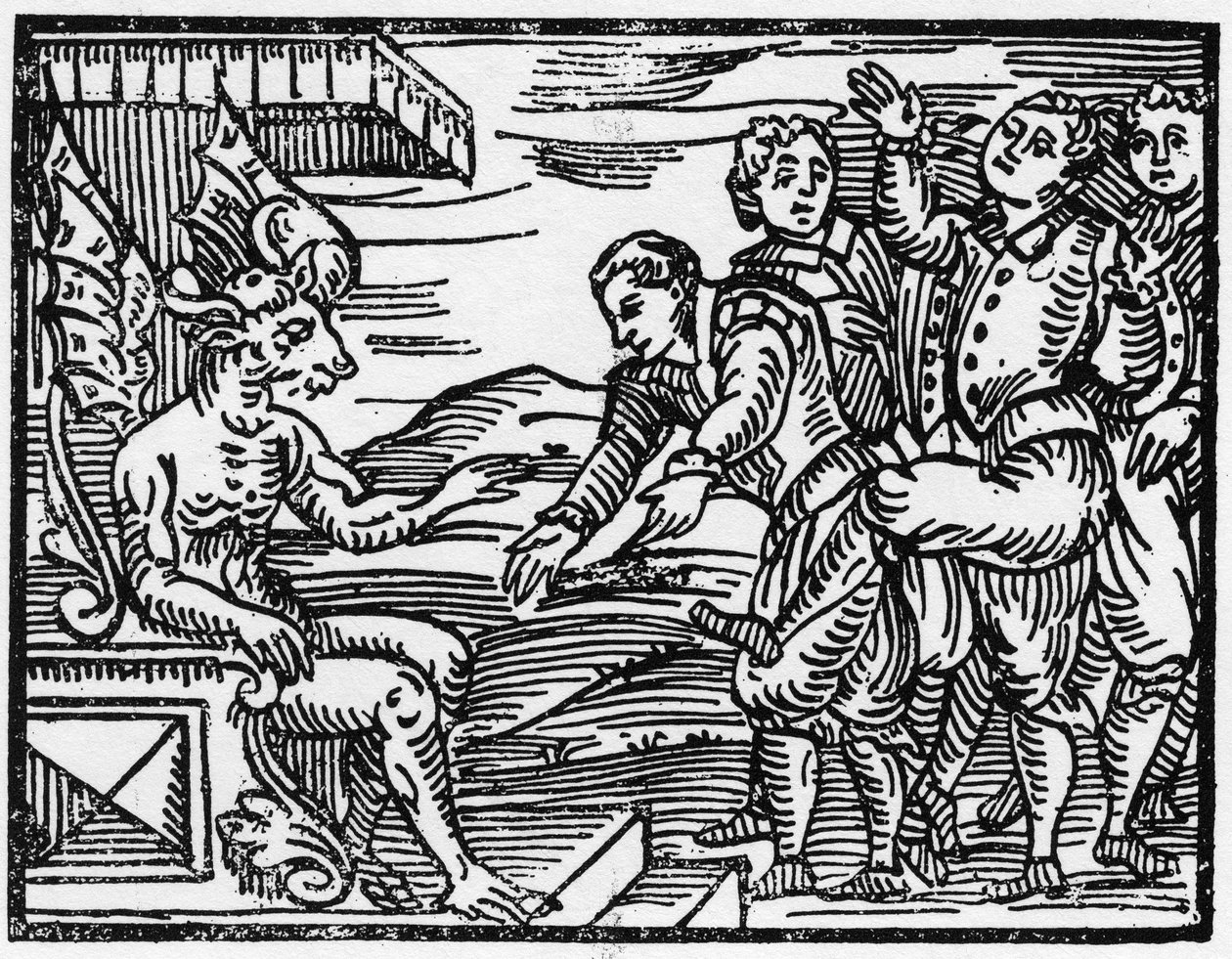 السحرة يثنون على الشيطان - "خلاصة Maleficarum" ، تتناول السحرة وأشرارهم وفرزهم بقلم Francesco Maria Guazzo أو Guaccio أو Guaccius (15 ؟؟؟ -16 ؟؟) 1608 Private Collection بواسطة مجهول مجهول
