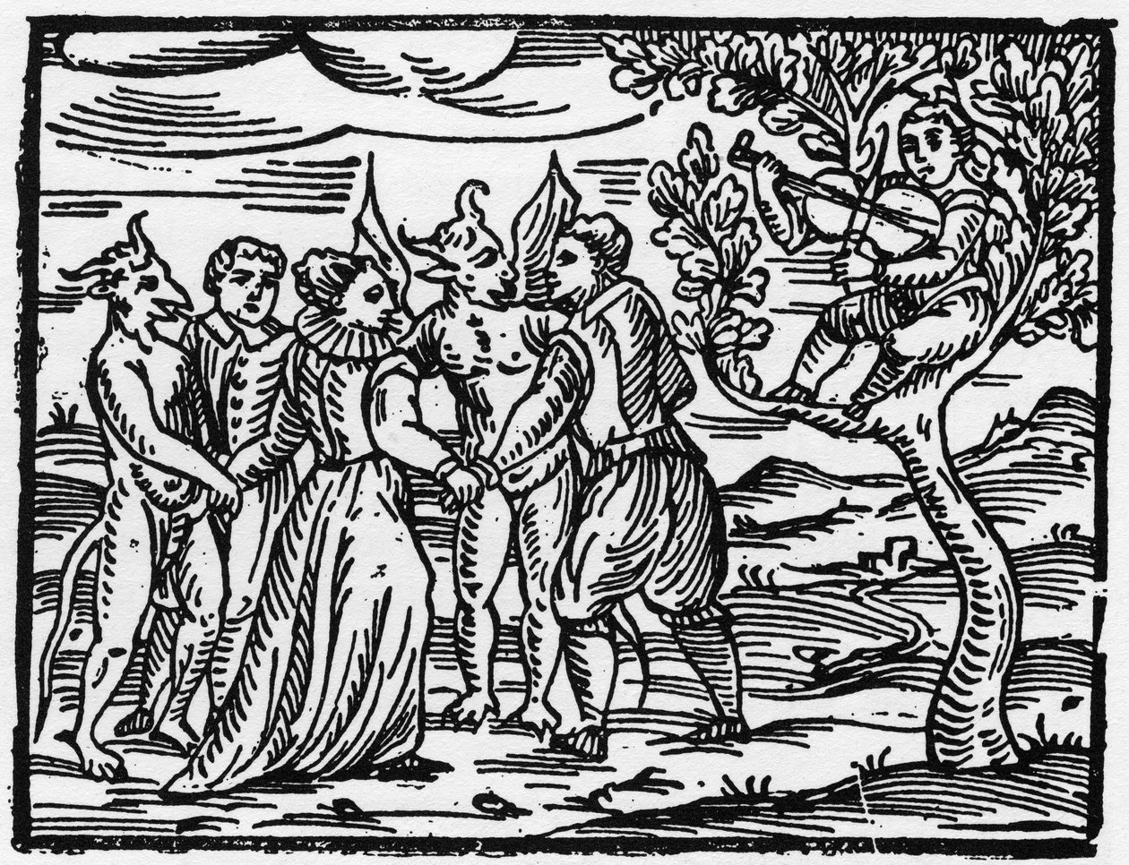السحرة في يوم السبت يرقصون على صوت الكمان - "الخلاصة Maleficarum" ، ويتناول عن الساحرات وشرورهم وفرزهم بقلم فرانشيسكو ماريا غوازو أو Guaccio أو Guaccius (15 ؟؟ -16 ؟؟) 1608 المجموعة الخاصة بواسطة مجهول مجهول