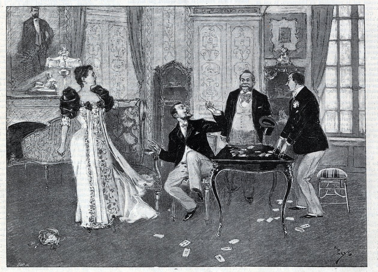 Theatrical representation: “” The Systeme Ribadier””, vaudeville by Georges Feydeau (1862-1921) and Maurice Hennequin (1863-1926) at the Theatre du Palais-Royal in Paris. Engraving in “Le monde illustree”” of 1892. Private collection. بواسطة مجهول مجهول