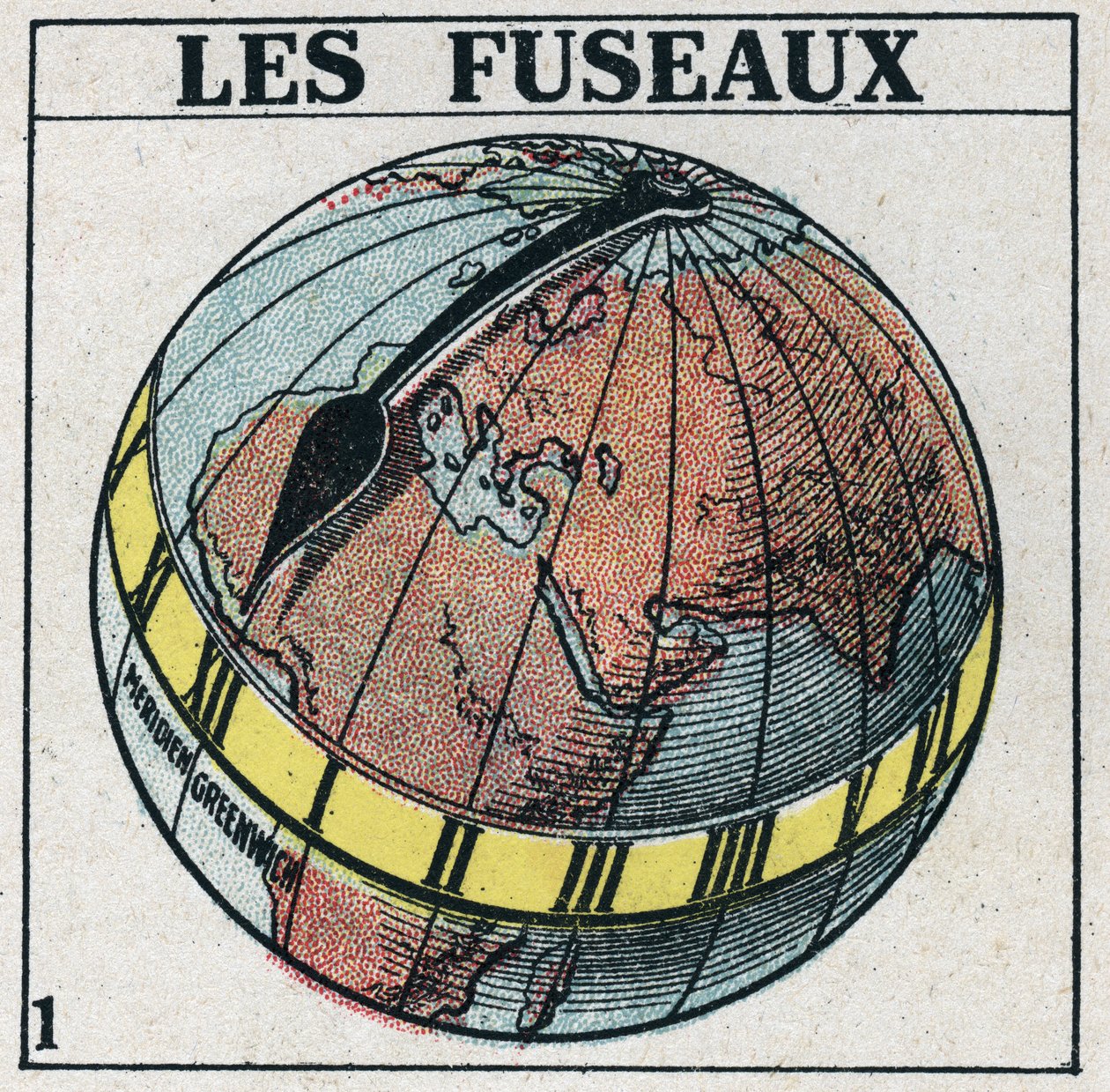 الوقت: المناطق الزمنية للأرض. رسم توضيحي مجهول عام 1925. مجموعة خاصة. بواسطة مجهول مجهول