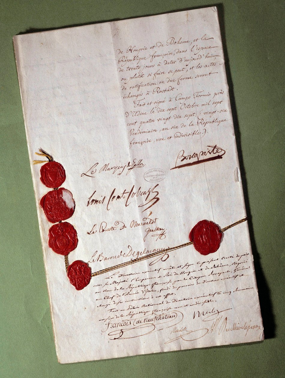 Treat of Campoformio (Campo Formio, Campo-Formio) signed by Napoleon Bonaparte (1769-1821) بواسطة مجهول مجهول
