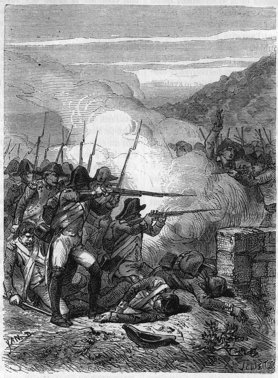 حروب فيندي (1793-1796): معركة تورفو (معركة تيفاوجيس) ، انتصار قوات فيندي ضد قوات كليبر في 19 سبتمبر. بواسطة مجهول مجهول