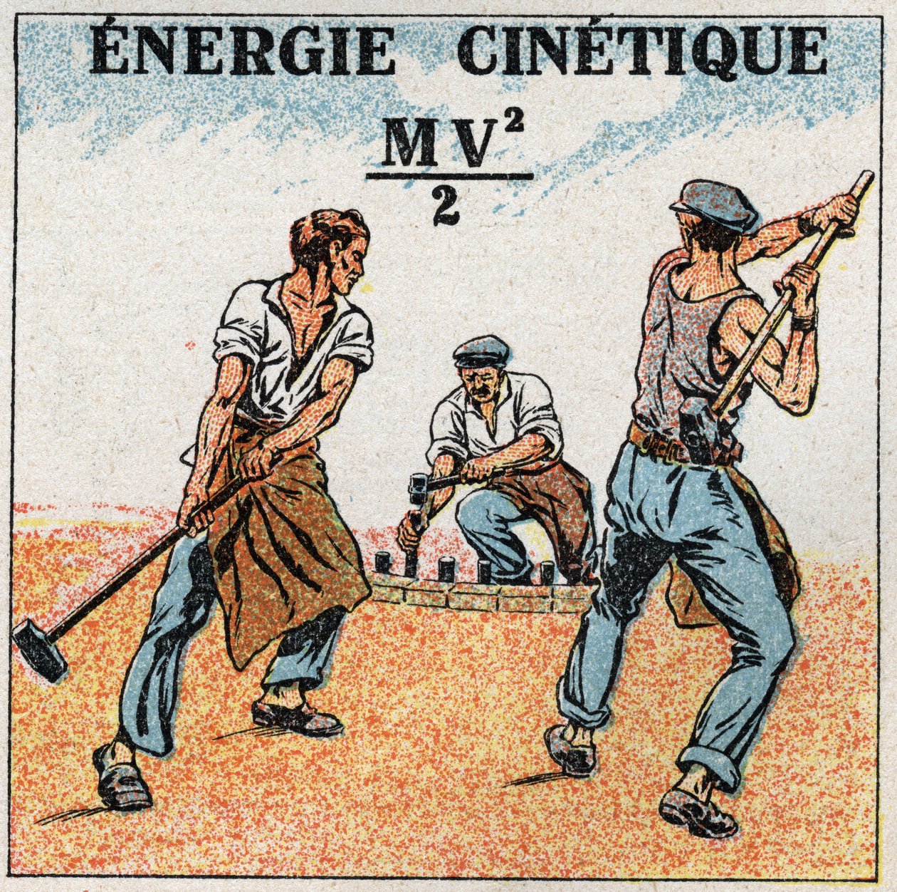 الشغل والقوة: حساب الطاقة الحركية. رسم توضيحي مجهول من عام 1925. مجموعة خاصة. بواسطة مجهول مجهول