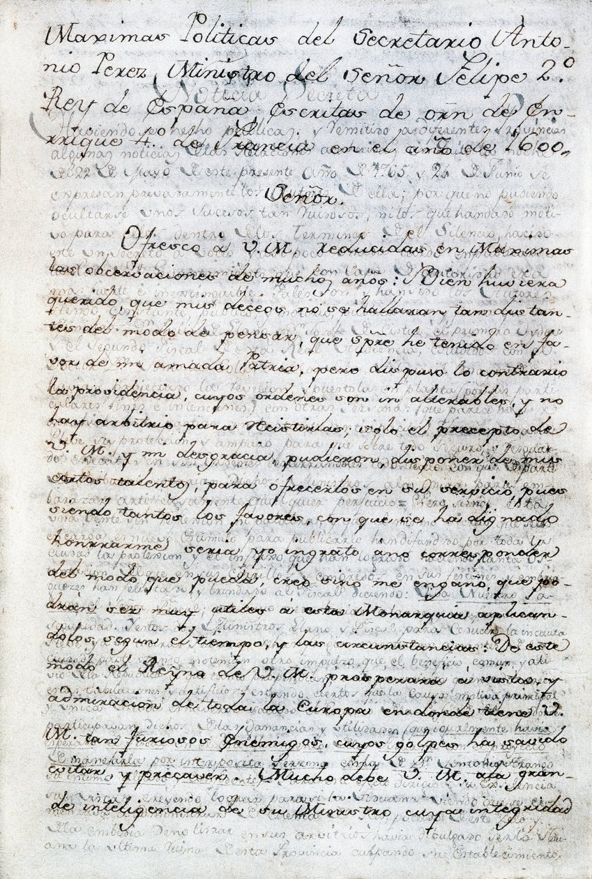 كتبه سياسي أنطونيو بيريز (1540-1611). سكرتير السياسة الإسبانية للملك فيليب الثاني ملك إسبانيا. الإكوادور ، كيتو. مكتبة الإكوادور السياسية لأوريليو إسبينوزا بواسطة مجهول مجهول