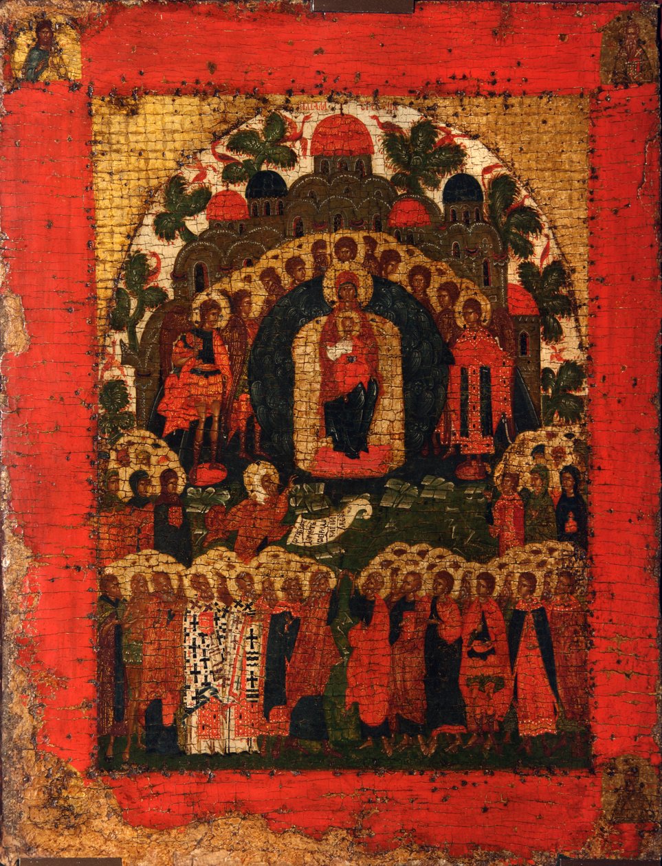 في إليك Rejoiceth ، أواخر القرن الخامس عشر. بواسطة رسام أيقونة روسي مجهول