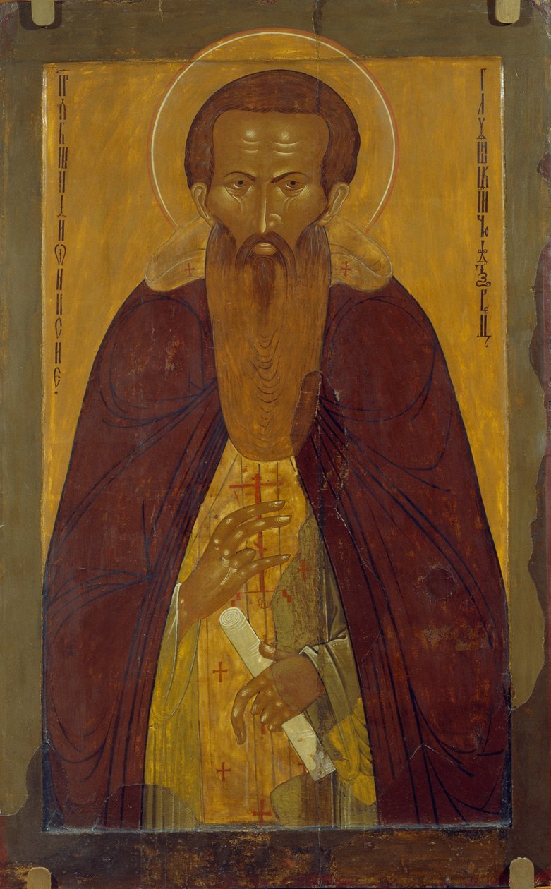القديس ديونيسيوس جلوشيتسكي 1363-1437 ، القرن السابع عشر بواسطة رسام أيقونة روسي مجهول