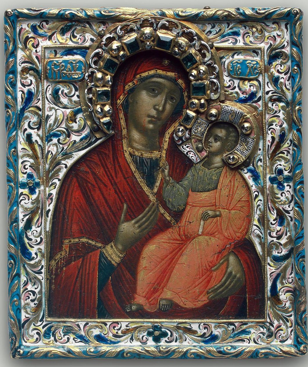 Theotokos of Tikhvin ، نهاية القرن السابع عشر بواسطة رسام أيقونة روسي مجهول