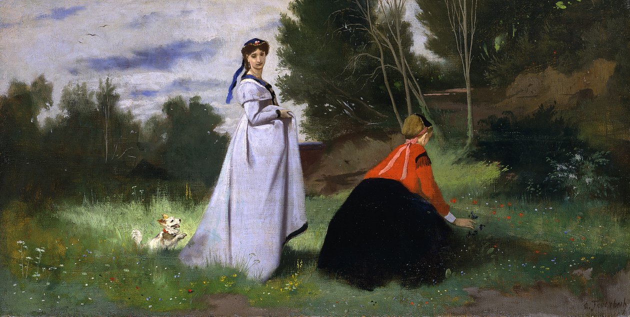 سيدتان في المناظر الطبيعية ، 1867. بواسطة أنسلم فيورباخ