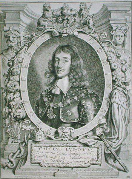 تشارلز لويس (1617-80) ناخب بالاتين ، من "Portraits des Hommes Illustres" ، نقش بواسطة Petrus de Iode ، نشر 1706 (نقش) بواسطة أنسيلموس فان (بعد) هول