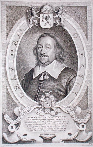 جان فان ماتينيسي (1596-1653) من كتاب Portraits des Hommes Illustres ، نقش بواسطة Cornelis Galle ، نُشر عام 1706 (نقش) بواسطة أنسيلموس فان (بعد) هول