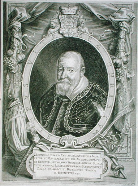 جون جورج الأول (1585-1656) ناخب ساكسونيا ، من 'Portraits des Hommes Illustres' ، نقش بواسطة Coenrad Waumans ، نُشر عام 1706 (نقش) بواسطة أنسيلموس فان (بعد) هول
