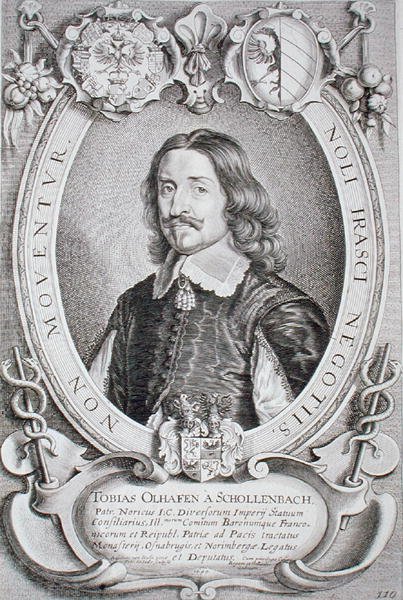 Tobias Oelhafen van Schollenbach (1601-66) من "Portraits des Hommes Illustres" ، نقش بواسطة Petrus de Iode ، نُشر عام 1706 (نقش) بواسطة أنسيلموس فان (بعد) هول