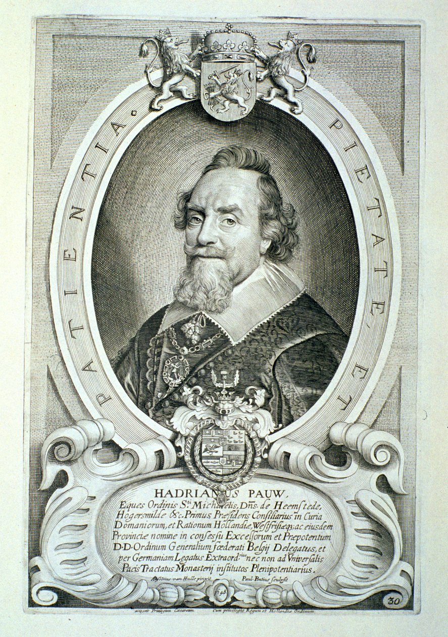 Adriaen Pauw (1585-1653) من "Portraits des Hommes Illustres" ، منقوش بواسطة Paulus Pontius (1603-68) تم نشره عام 1706 بواسطة Anselmus van Hulle