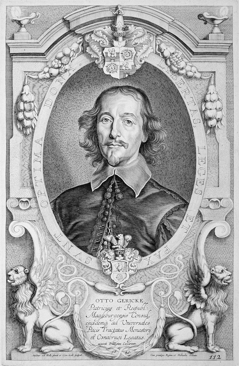 Otto von Guericke (1602-86) من "Portraits of Illustrious Men" ، تم نشره عام 1706 بواسطة Anselmus van Hulle