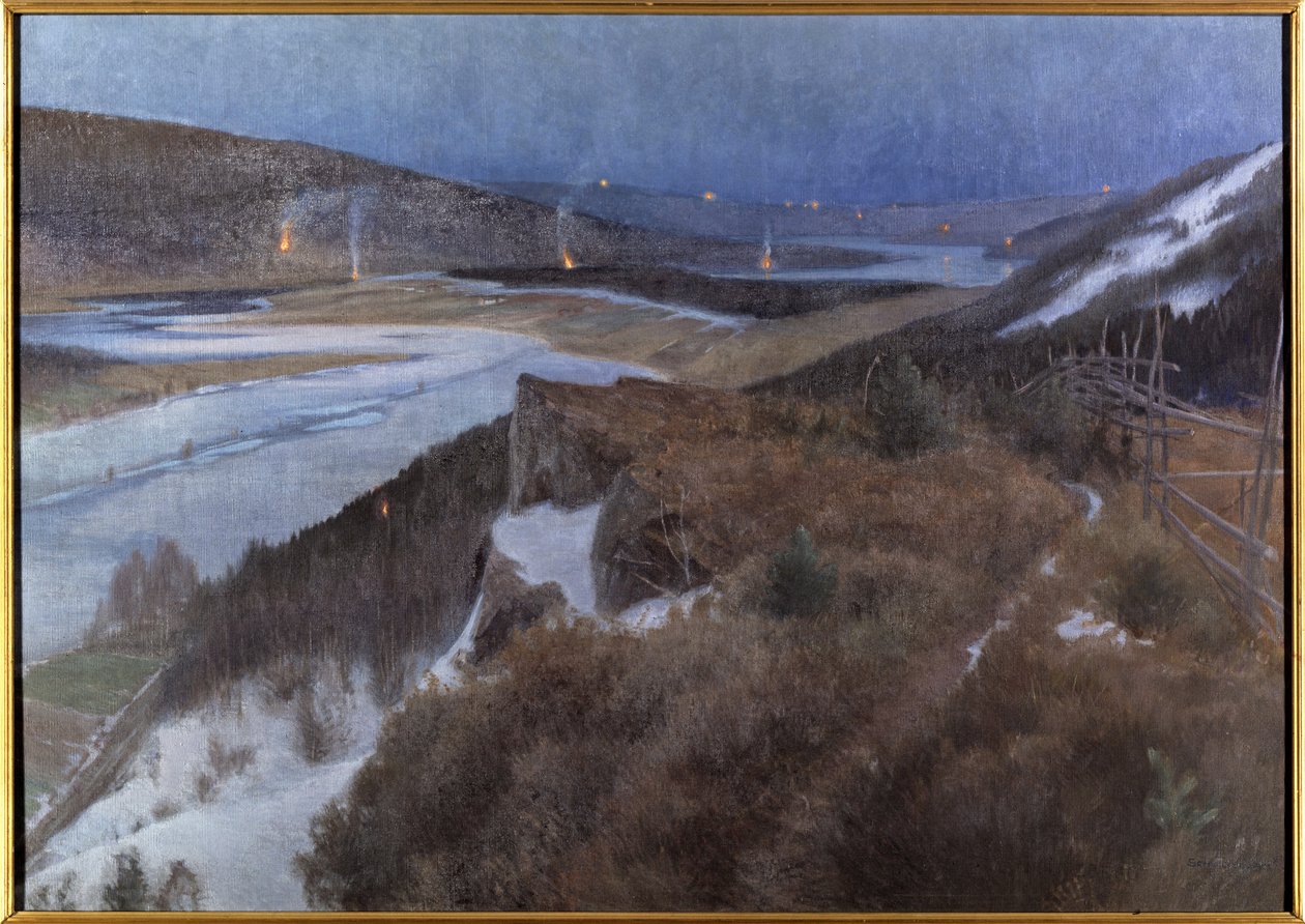 Nuit de Walpurgis a Bergslagen - ليلة Walpurgis في Bergslagen ، Grangaerde في Dalarna ، بواسطة شولتزبيرج ، أنشيلم ليونارد (1862-1945). زيت على قماش بواسطة أنشيلم شولتزبرج