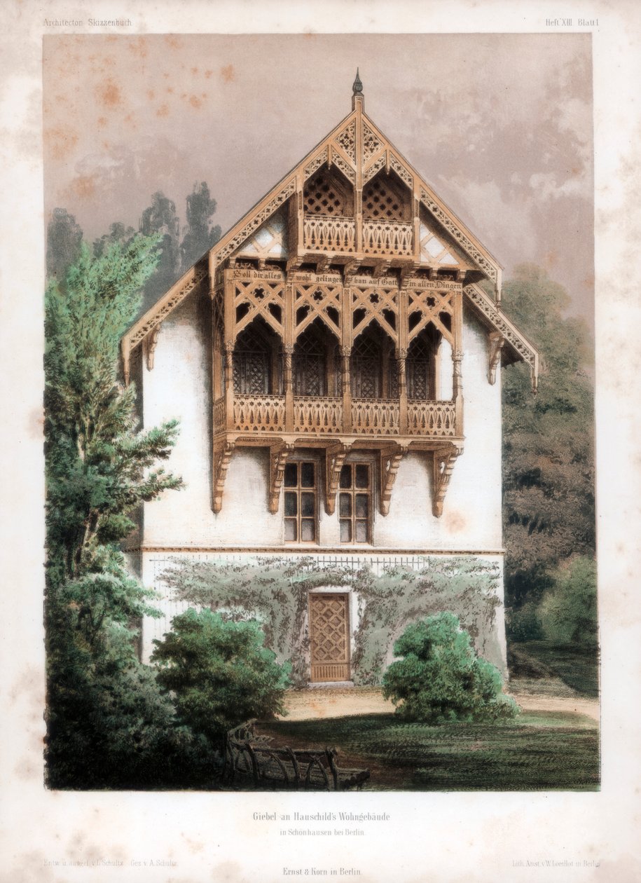 الجملون في مبنى سكني ، شونهاوزن ، بالقرب من برلين ، ألمانيا ، c1850 بواسطة W Loeillot