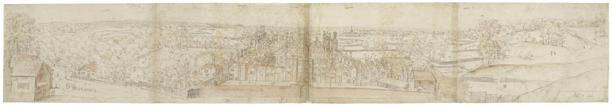 قصر أواتلاندز من الجنوب ، c.1544 (قلم وحبر وطباشير ومرحاض على ورق) بواسطة Anthonis van den Wyngaerde