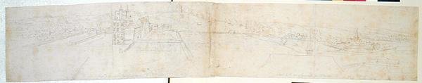 قصر غرينتش ، حوالي 1544 (قلم وحبر وقلم رصاص على ورق) بواسطة Anthonis van den Wyngaerde