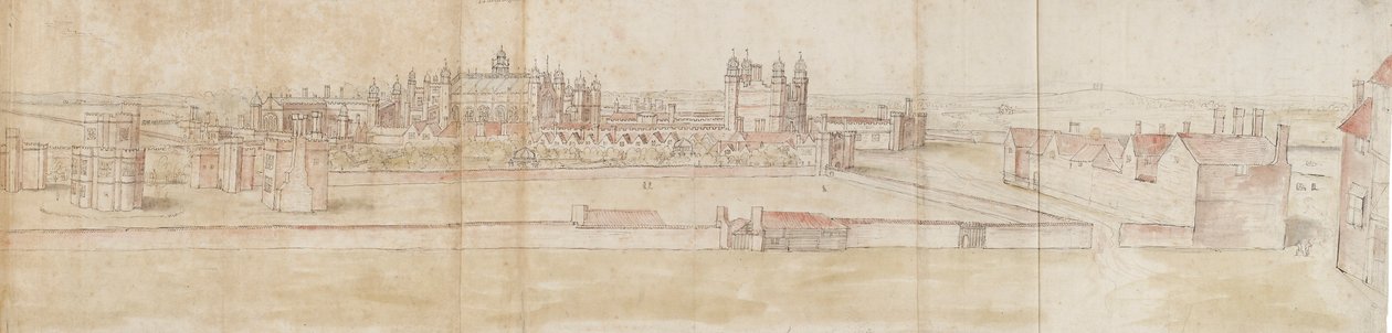 قصر هامبتون كورت من الشمال ، 1550-1560 بواسطة Anthonis van den Wyngaerde