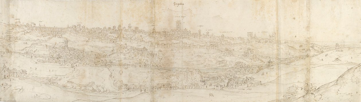 منظر بانورامي لسيغوفيا من الشرق ، 1550-1560 بواسطة Anthonis van den Wyngaerde