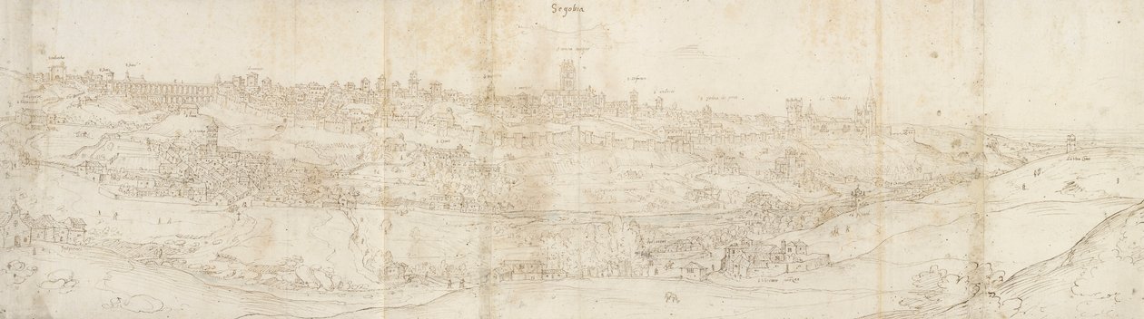 منظر بانورامي لسيغوفيا من الشرق ، 1560-1570 بواسطة Anthonis van den Wyngaerde