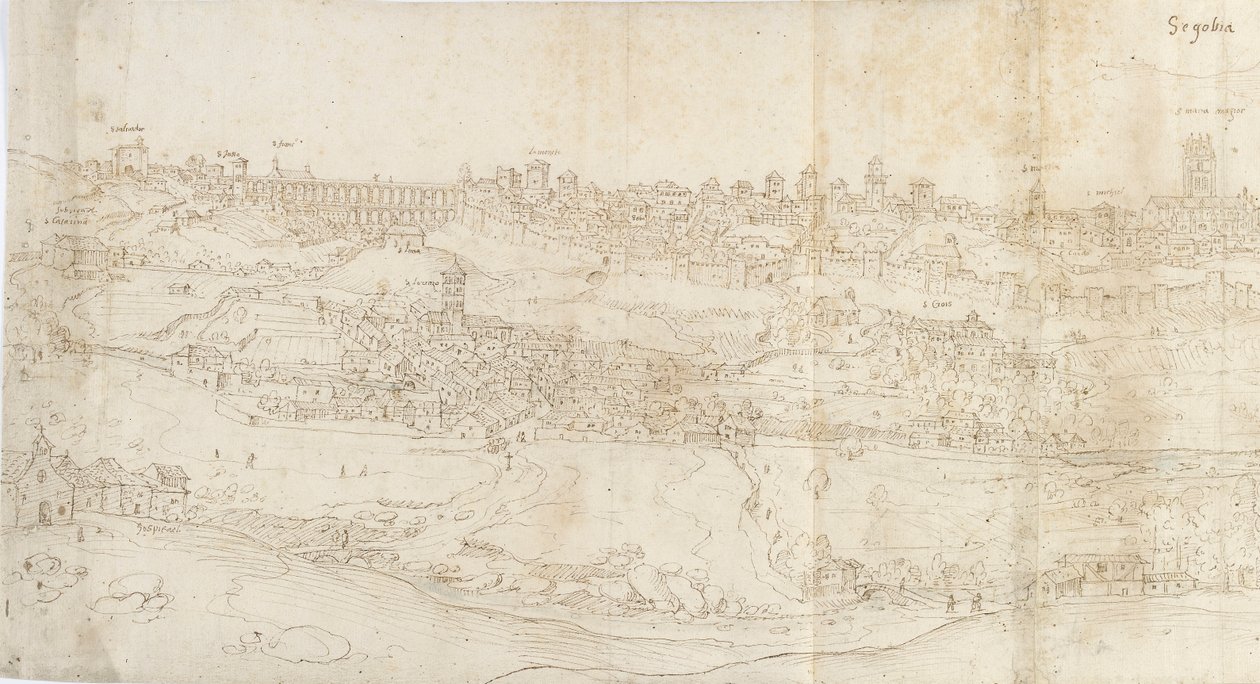 منظر بانورامي لسيغوفيا من الشرق ، 1560-1570 بواسطة Anthonis van den Wyngaerde