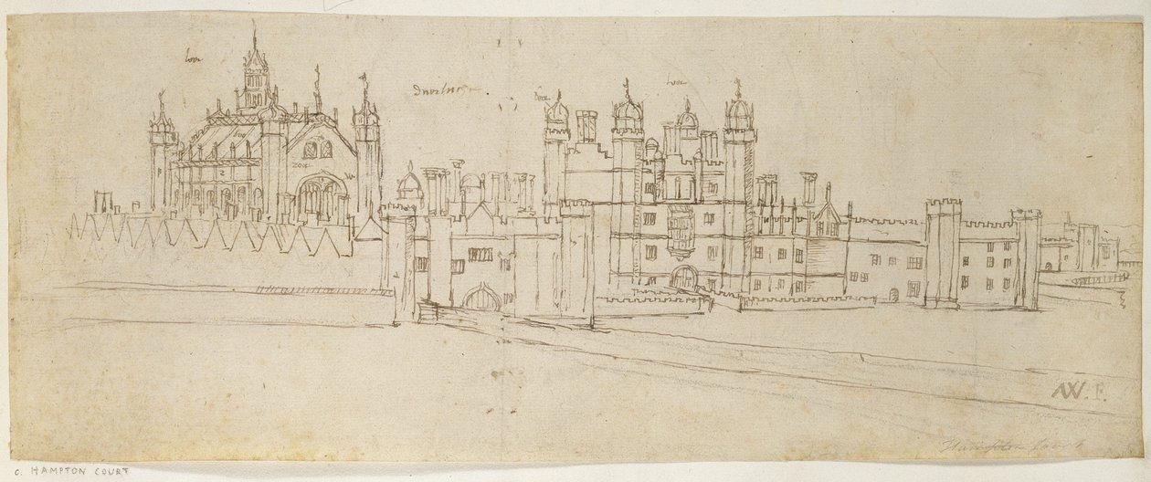 مصلى وبوابة هامبتون كورت ، ج .1544 (قلم وحبر على ورق) بواسطة Anthonis van den Wyngaerde