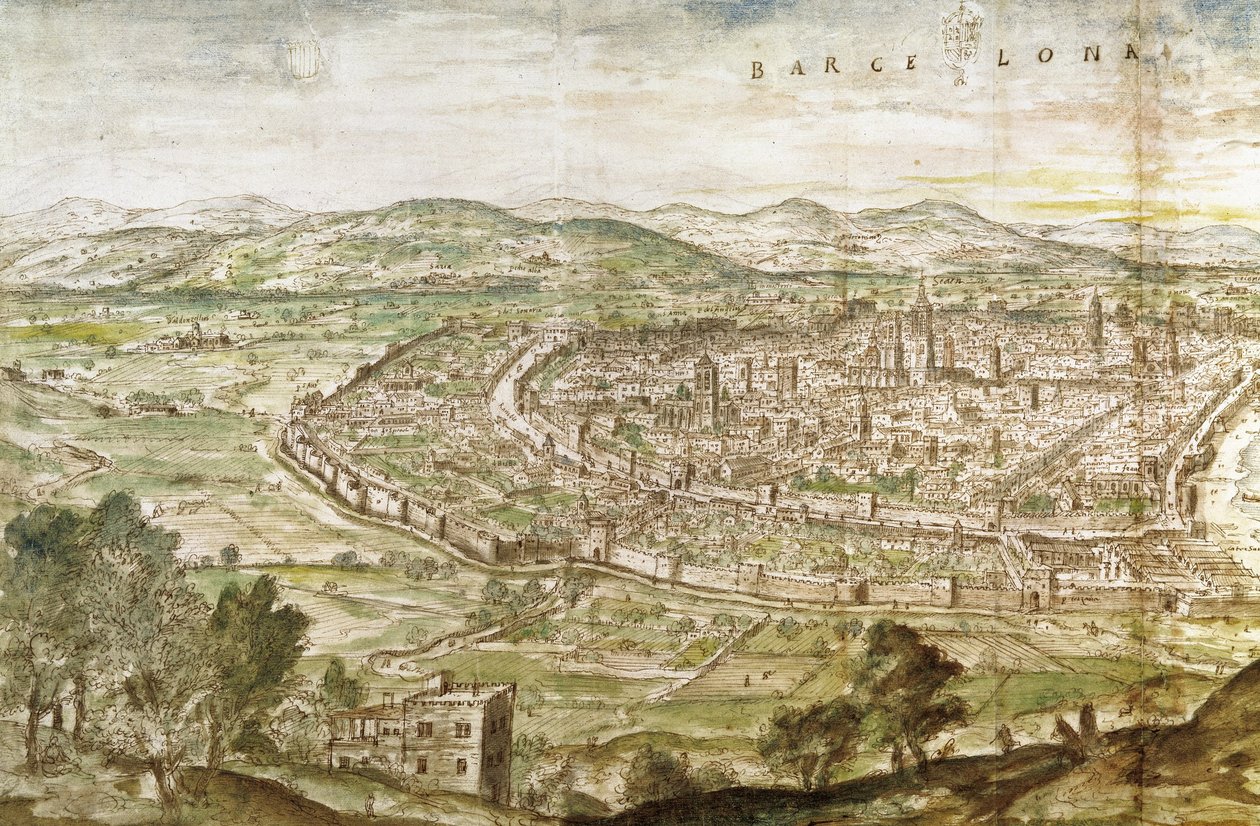منظر لبرشلونة ، 1563 بواسطة Anthonis van den Wyngaerde