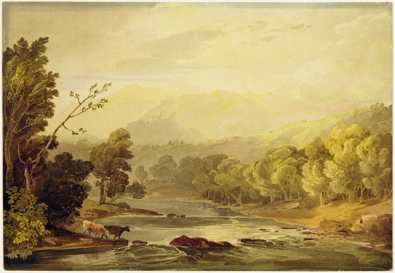 منظر على Brathay بالقرب من Ambleside (مرحاض فوق آثار الجرافيت على الورق) بواسطة أنتوني فانديك كوبلي فيلدينغ