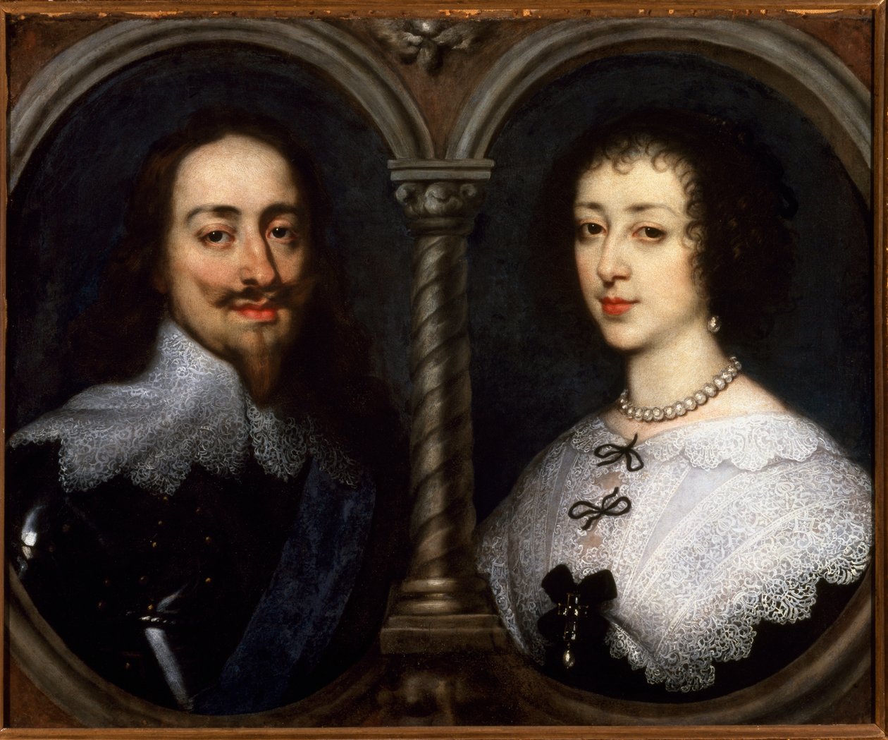 صورة مزدوجة لتشارلز الأول ستيوارت ملك إنجلترا (1600-1649) وهنرييت ماري من فرنسا (1609-1669). رسم أنطوان (أنطوان أو أنطون أو أنطون) فان ديك (1599-1641) بواسطة أنتوني فان ديك